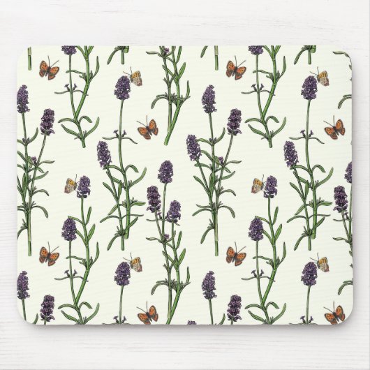 Lavendel en vlinders op gebroken wit muismat (Voorkant)