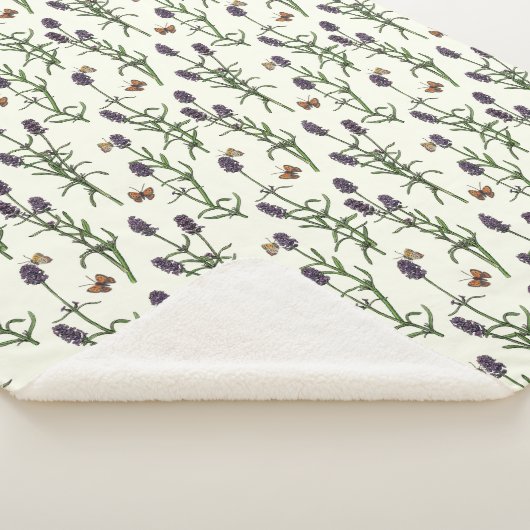 Lavendel en vlinders op gebroken wit sherpa deken (3/4)