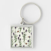 Lavendel en vlinders op gebroken wit sleutelhanger (Voorkant)