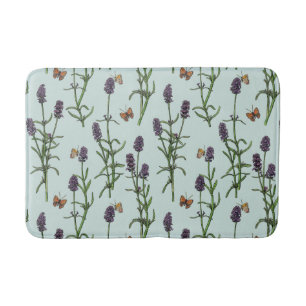 Lavendel en vlinders op zeeen glas badmat