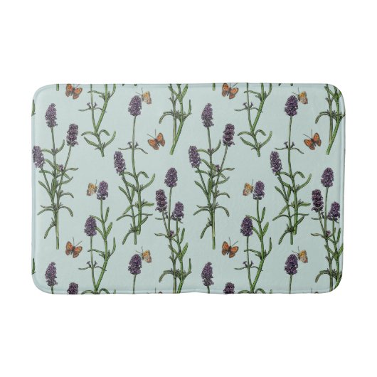 Lavendel en vlinders op zeeen glas badmat (Voorkant)