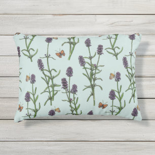 Lavendel en vlinders op zeeen glas buitenkussen