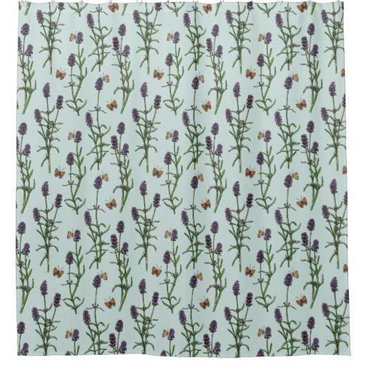 Lavendel en vlinders op zeeen glas douchegordijn (Voorkant)