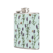 Lavendel en vlinders op zeeen glas heupfles (Links)