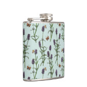 Lavendel en vlinders op zeeen glas heupfles (Rechts)