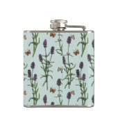 Lavendel en vlinders op zeeen glas heupfles (Achterkant)