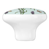 Lavendel en vlinders op zeeen glas keramische knop (Zijkant)