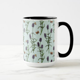 Lavendel en vlinders op zeeen glas mok