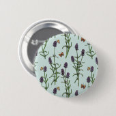 Lavendel en vlinders op zeeen glas ronde button 5,7 cm (Voorkant /achterkant)