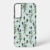 Lavendel en vlinders op zeeen glas samsung galaxy hoesje (Achterkant)