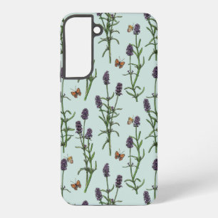Lavendel en vlinders op zeeen glas samsung galaxy hoesje