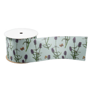 Lavendel en vlinders op zeeen glas satijnen lint