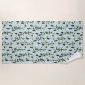 Lavendel en vlinders op zeeen glas strandlaken (Voorkant)