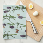 Lavendel en vlinders op zeeen glas theedoek (Quarter Fold)