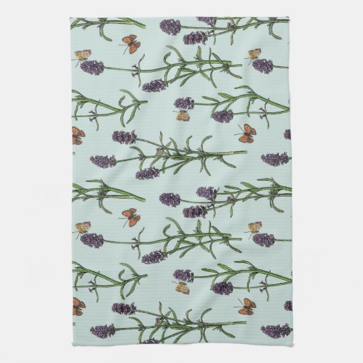 Lavendel en vlinders op zeeen glas theedoek (Verticaal)