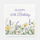 Lavendel en wilde bloemen Happy 40th Birthday Servet (Voorkant)