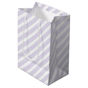 Lavendel en wit diagonaal gestreept patroon medium cadeauzakje
