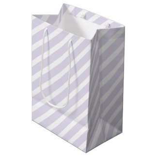 Lavendel en wit diagonaal gestreept patroon medium cadeauzakje
