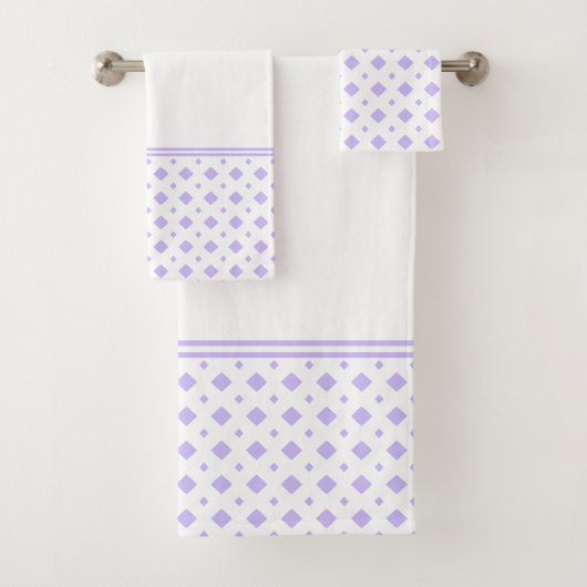 Lavendel en wit diamantpatroon bad handdoek (Insitu)