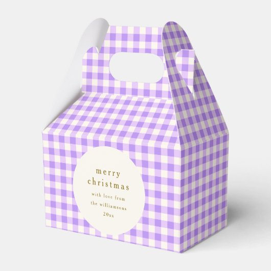 Lavendel en wit geruit Kerstmis gepersonaliseerd Bedankdoosjes (Voorkant Zijde)