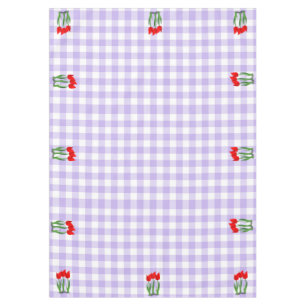 Lavendel en wit geruit patroon en tulpen tafelkleed