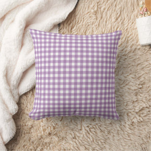Lavendel en wit Gingham Plaid Patroon Kussen