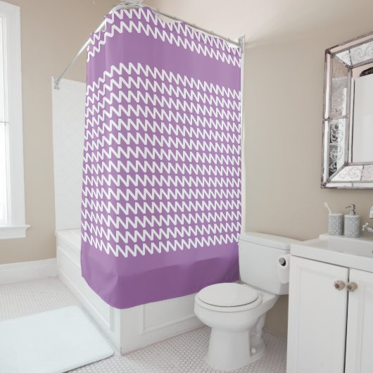 Lavendel en wit Moderne Scherpe Golven Douchegordijn (In situ)