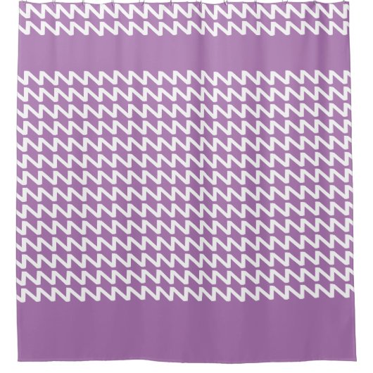 Lavendel en wit Moderne Scherpe Golven Douchegordijn (Voorkant)