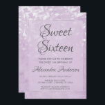 Lavendel en wit zoet 16 verjaardagsfeestje kaart<br><div class="desc">Lavendel en witte bladeren Confetti Sweet Sixteen Invitation. Deze uitnodiging is ideaal voor een Paarse lavendel en zilverfolie thema meisje Sweet 16 verjaardagsfeestje. Neem contact op met de ontwerper voor overeenkomende objecten.</div>
