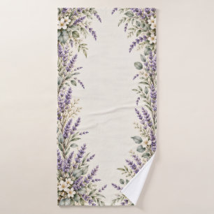 Lavendel en witte bloemen badhanddoek