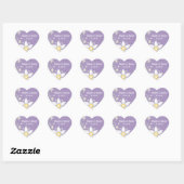 Lavendel en Witte Bloemen Bewaar de Datum Hart Sticker (Vel)