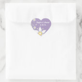 Lavendel en Witte Bloemen Bewaar de Datum Hart Sticker (Tas)