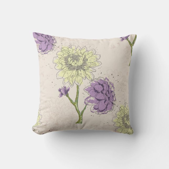 Lavendel en witte bloesems Sierkussen (Voorkant)
