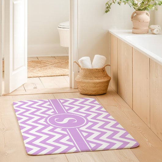 Lavendel en witte Chevron monogram Badmat
