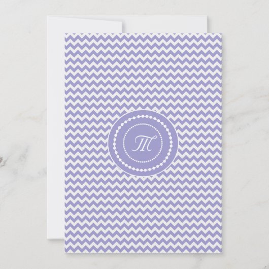 Lavendel en witte Chevron Monogram Bruiloft Kaart (Voorkant)