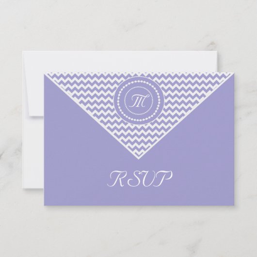 Lavendel en witte Chevron RSVP Kaartje (Voorkant)