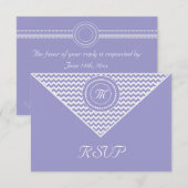 Lavendel en witte Chevron RSVP Kaartje (Voorkant / Achterkant)