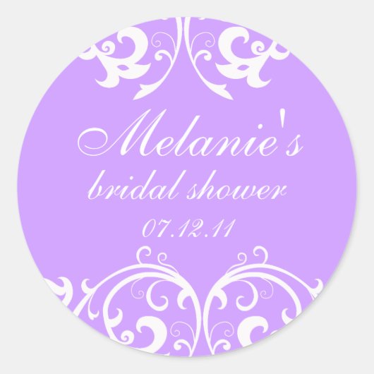 Lavendel en witte Damask Vrijgezellenfeest Sticker (Voorkant)