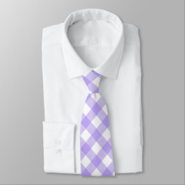 Lavendel en witte hoekige plaid stropdas