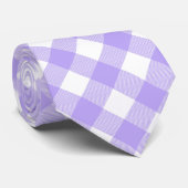 Lavendel en witte hoekige plaid stropdas (Opgerold)