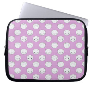 Lavendel en witte kattengezichtjes patroon polka s laptop sleeve