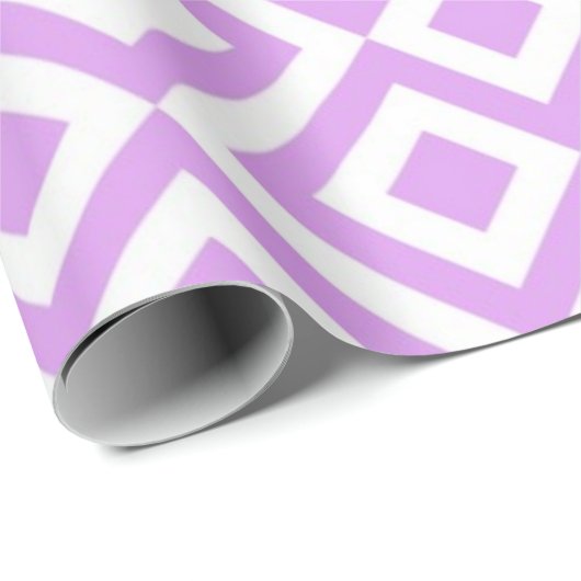 Lavendel en Witte Meander Patroon geschenkverpakki Cadeaupapier (Rol Hoek)