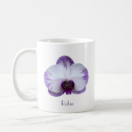 Lavendel en witte orchidee koffiemok (Links)