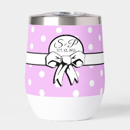 Lavendel en witte Polka Dot White Bow Personaliser