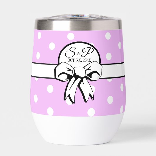 Lavendel en witte Polka Dot White Bow Personaliser (Voorkant)