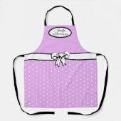 Lavendel en witte Polka Dots en boog gepersonalise Schort (Voorkant)
