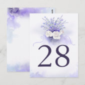 Lavendel en witte Rose Trouwtafel Nummer Kaart (Voorkant / Achterkant)