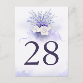 Lavendel en witte Rose Trouwtafel Nummer Kaart