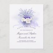 Lavendel en witte rozen Elegant Save the Date Aankondigingskaart (Voorkant)