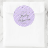  Lavendel en Zilver - Baby shower Ronde Sticker (Tas)